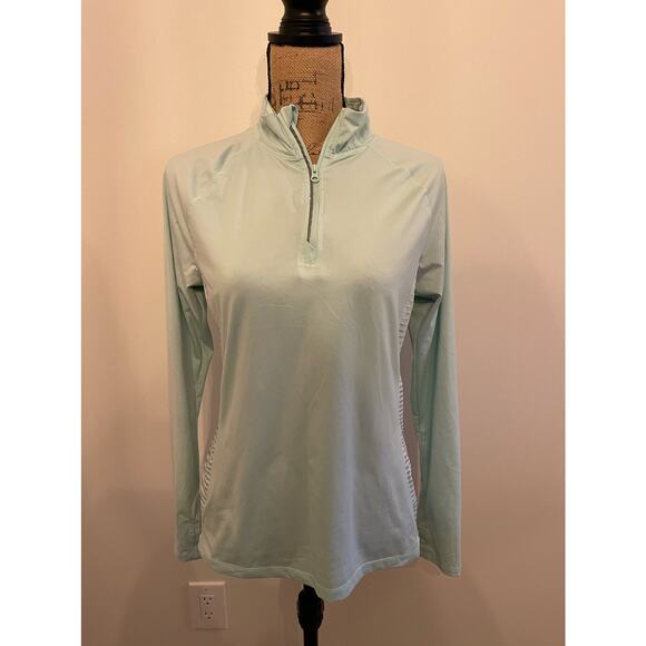 Aeropostale Green Quarter Zip Moisture Wicking Athletic Top Size Large - Picture 1 of 4